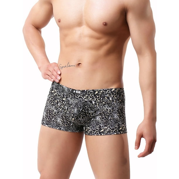 Men Leopard Breathable Boxer Briefs Pouch Underwear Shorts Trunks Underpants US